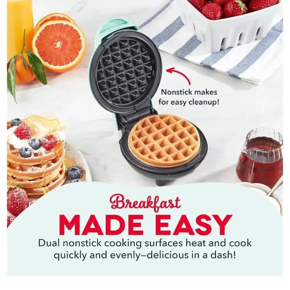 DASH Mini Waffle Maker - 4” Waffle Mold, Nonstick Waffle Iron with Quick Heat-Up